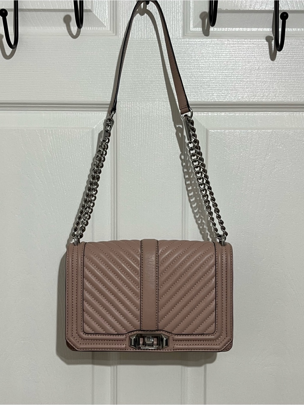 Rebecca Minkoff Chevron Love Crossbody Bag Vintage Pink